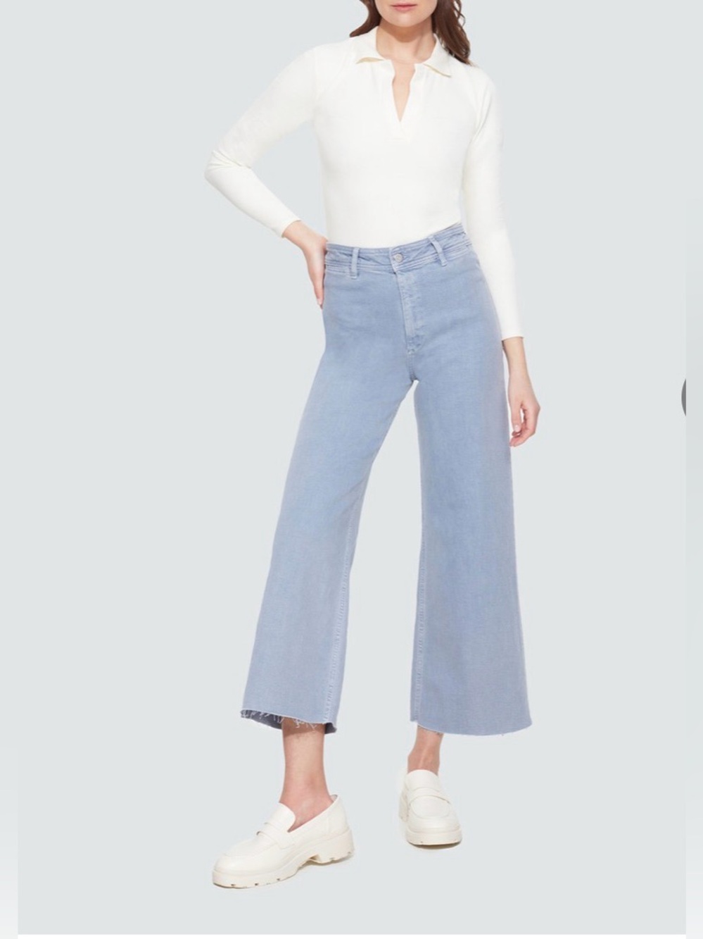 NWT Black Tape Super High Rise Wide Leg Cropped Raw Edge Milly Denim Pants